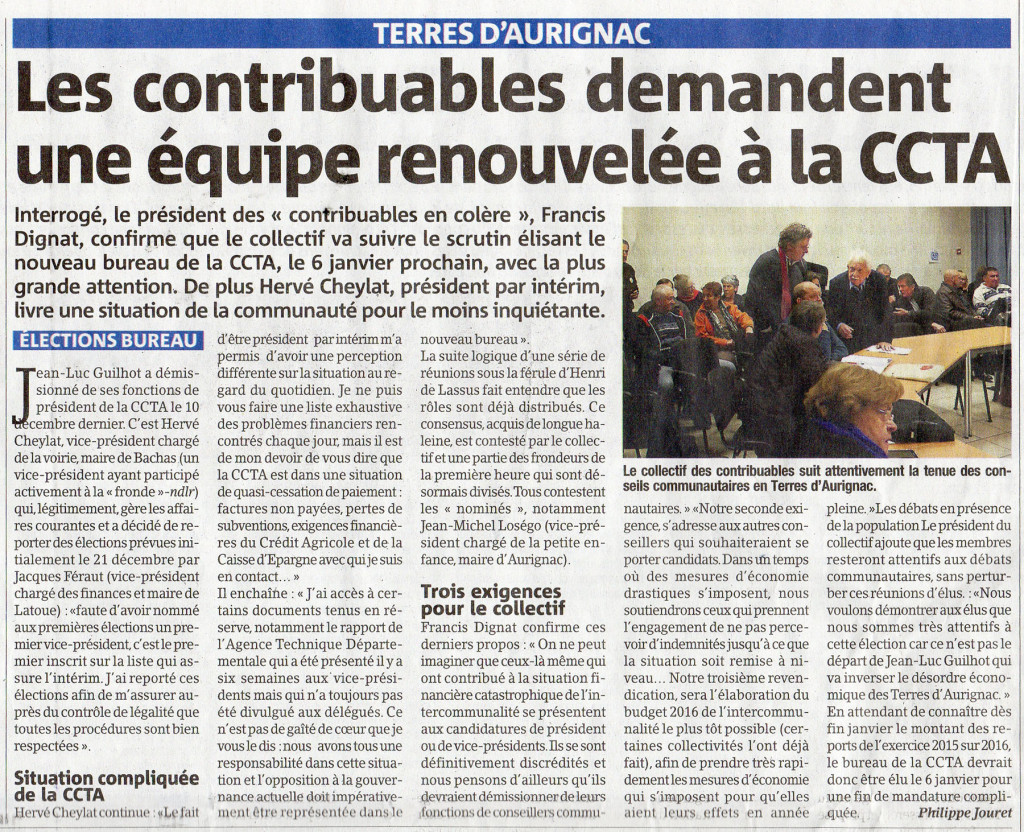 La Gazette du Comminges du 30 décembre 2015 recadré réduit