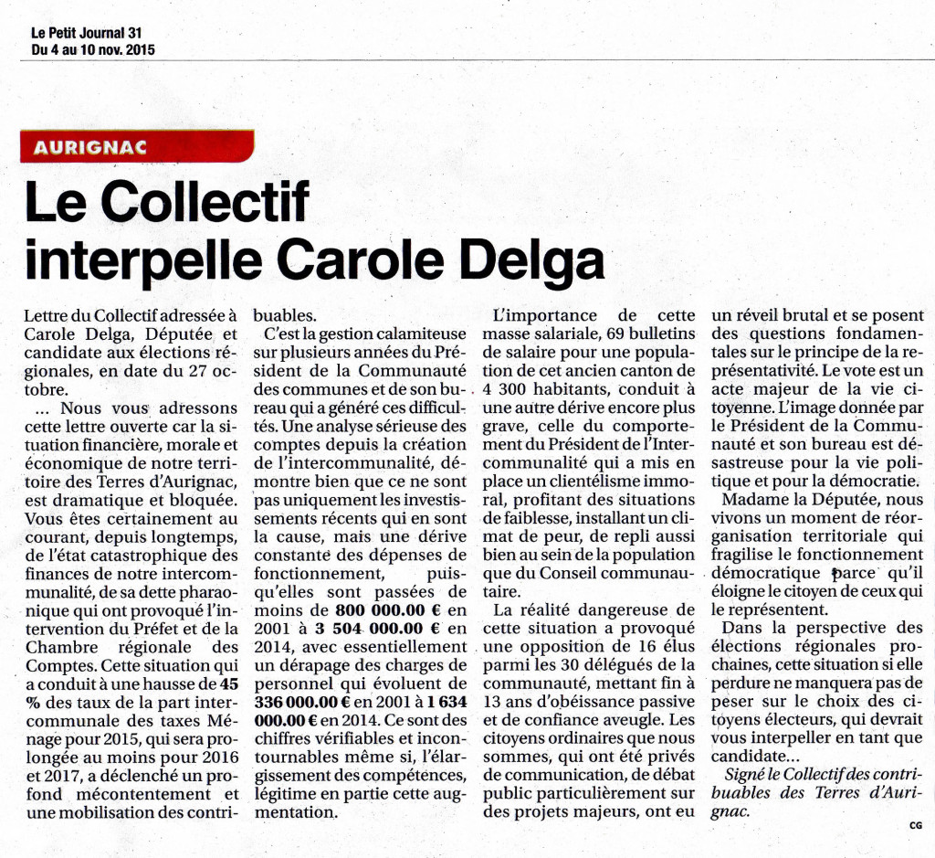 Lettre à Carole Delga